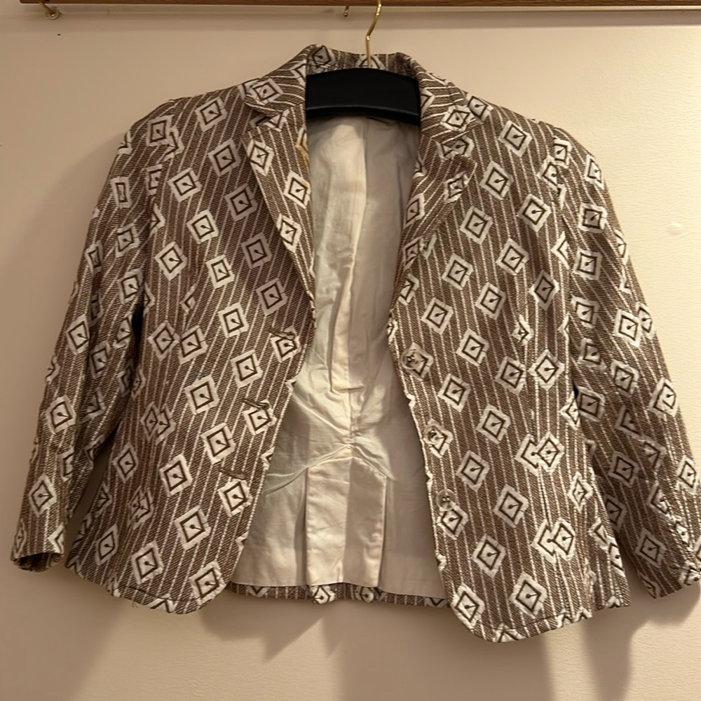Express Ikat Print Embroided Blazer
